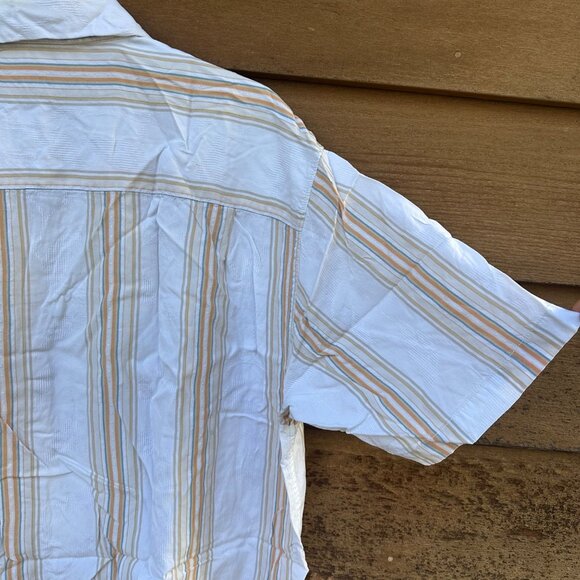 Vintage Tommy Bahama Yellow Pin Striped Silk Button Down Shirt Size XL - Picture 11 of 14